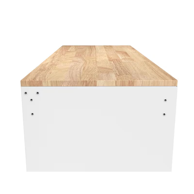 46 in. Gloss White Mobile Workbench Cabinet Q669