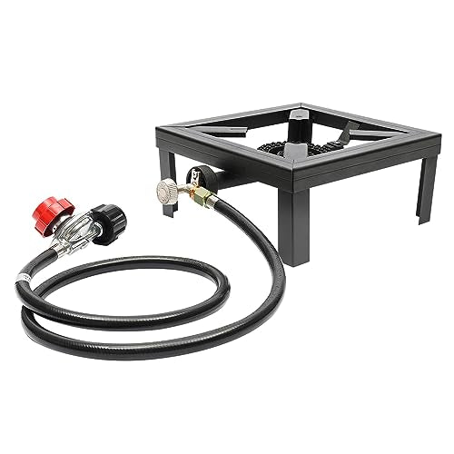 Portable Double Propane Gas Burner Cast Iron Stove with 1.5m Propane Regulator Hose K184959