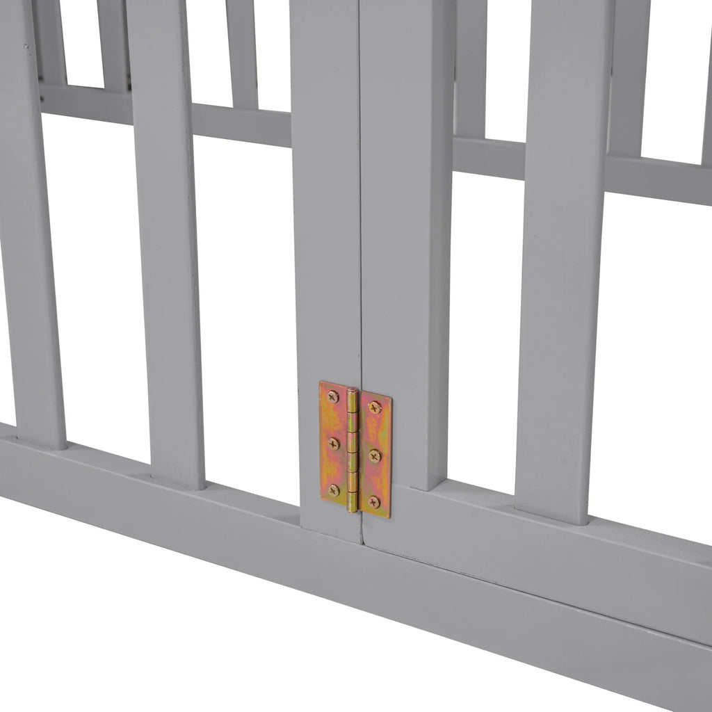 Twin Size Wood Floor Bed with Rails and Door S537