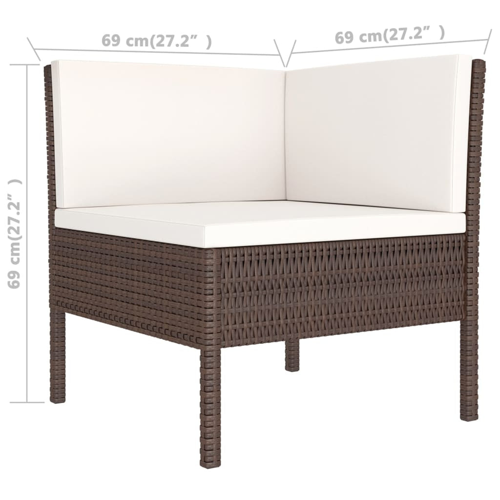 3 Piece Poly Rattan Outdoor Sectional Sofa Set with Cushions Steel Frame K410