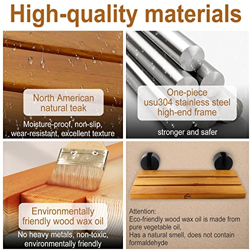 20" Wall Mounted Folding Teak Shower Seat Bench V459403