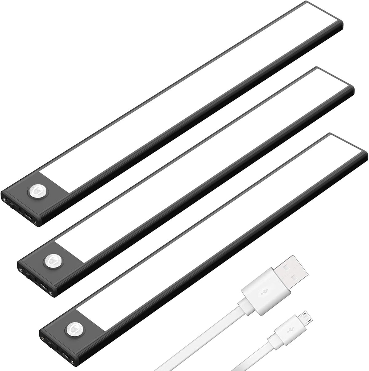 3 Pack LED Under Cabinet Lights Wireless Motion Sensor Rechargeable Black M689