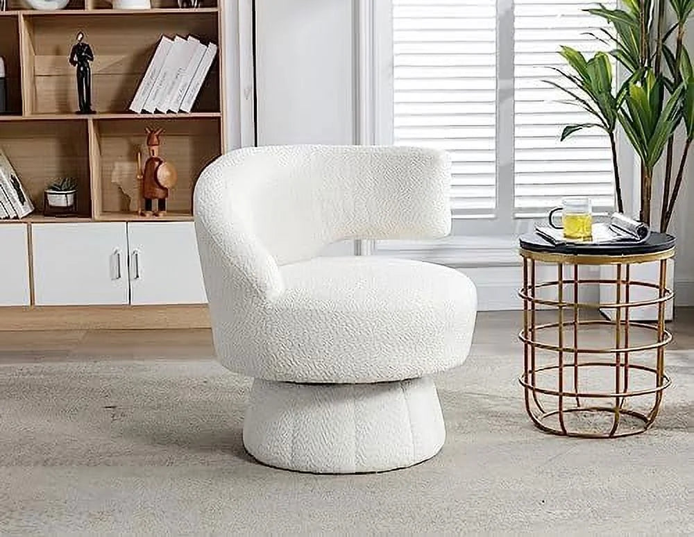 Swivel Barrel Chair Upholstered Accent Chair with Curved Back T50530