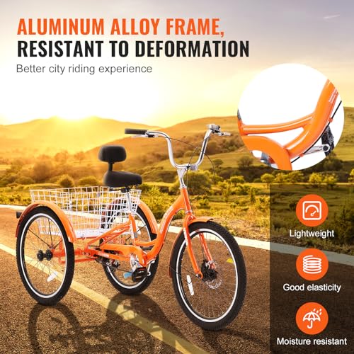 24 Inch Aluminum Alloy Three-Wheeled Tricycle (Orange) J541731