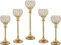 Gold Crystal Candle Holder, 5Pcs Tea Light Candlestick Holders M834