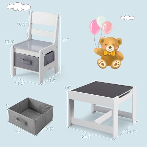 Pink Kids Table and Chair Set with Storage O89029