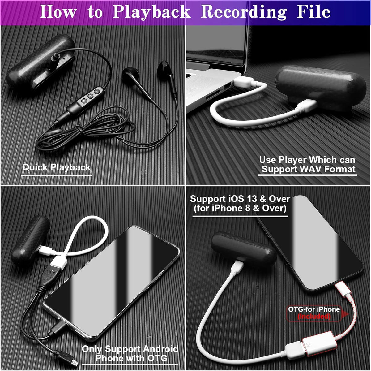 16GB Voice Activated Recorder, Magnetic, Portable Audio Recorder, Pack of 2 H77075