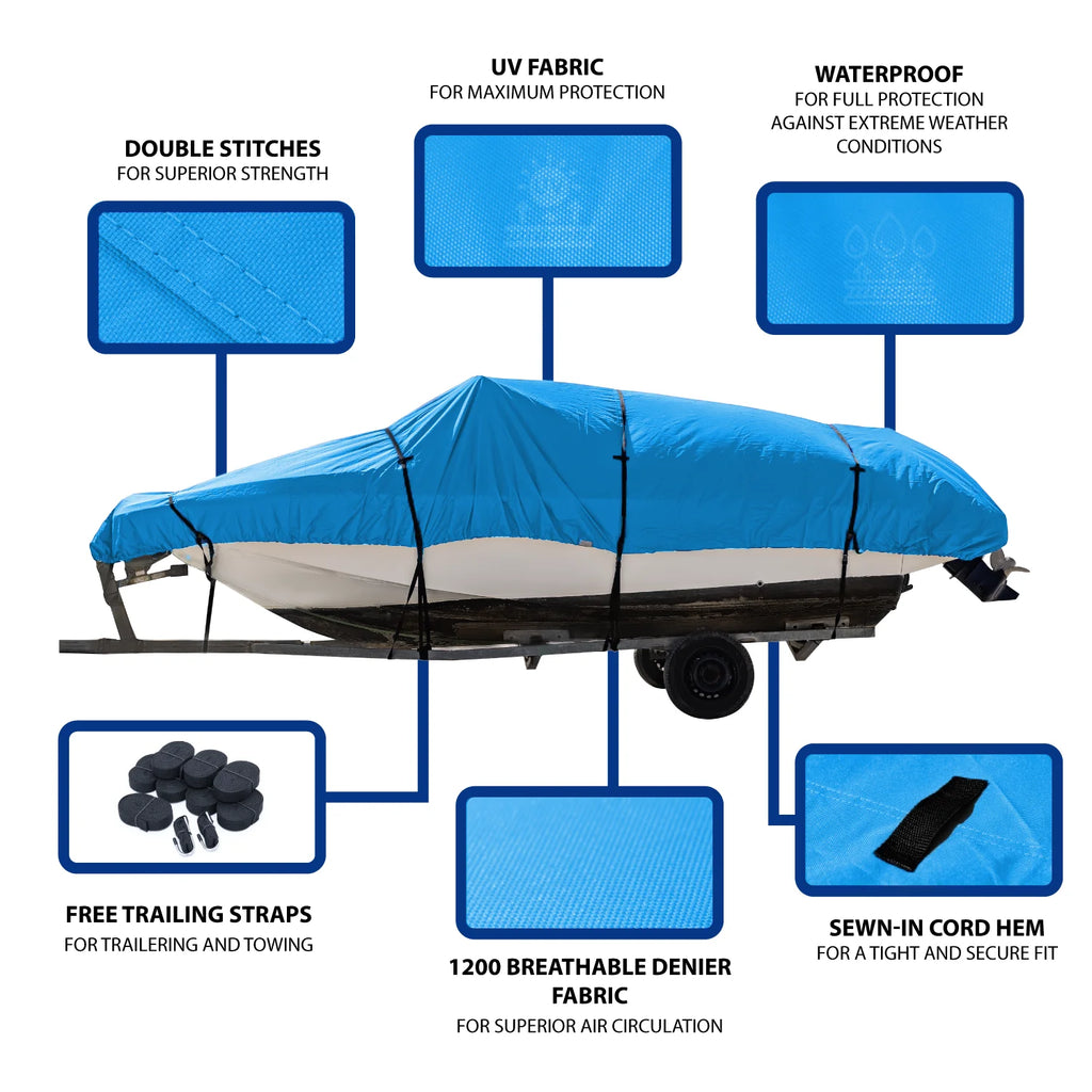 Waterproof Heavy Duty Trailerable Boat Cover with Storage Bag V105492