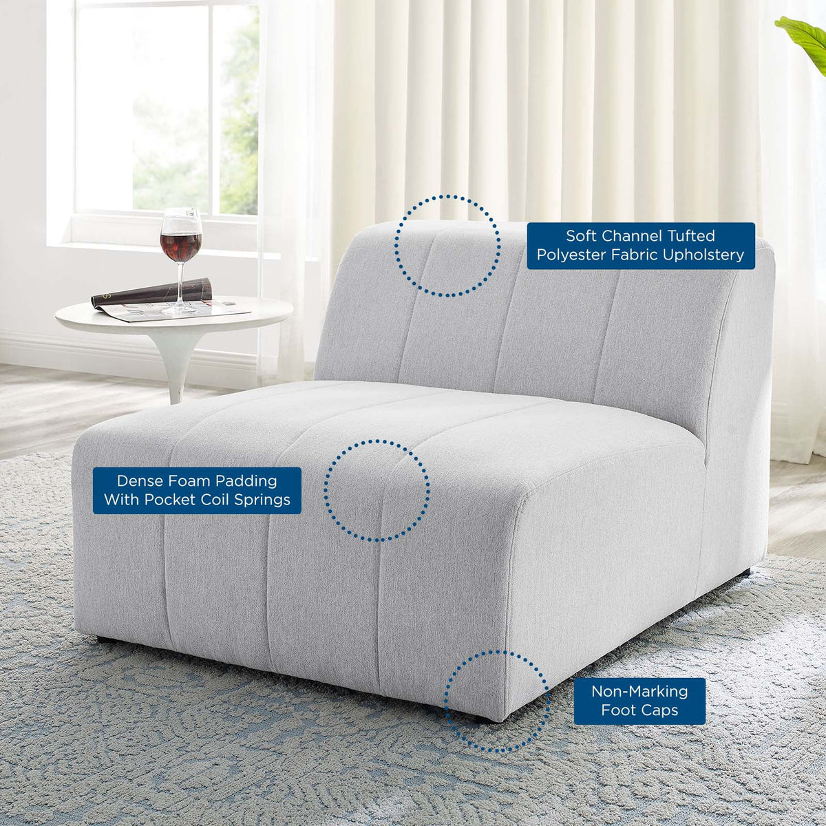 Ivory White Fabric Sofa Chair D573