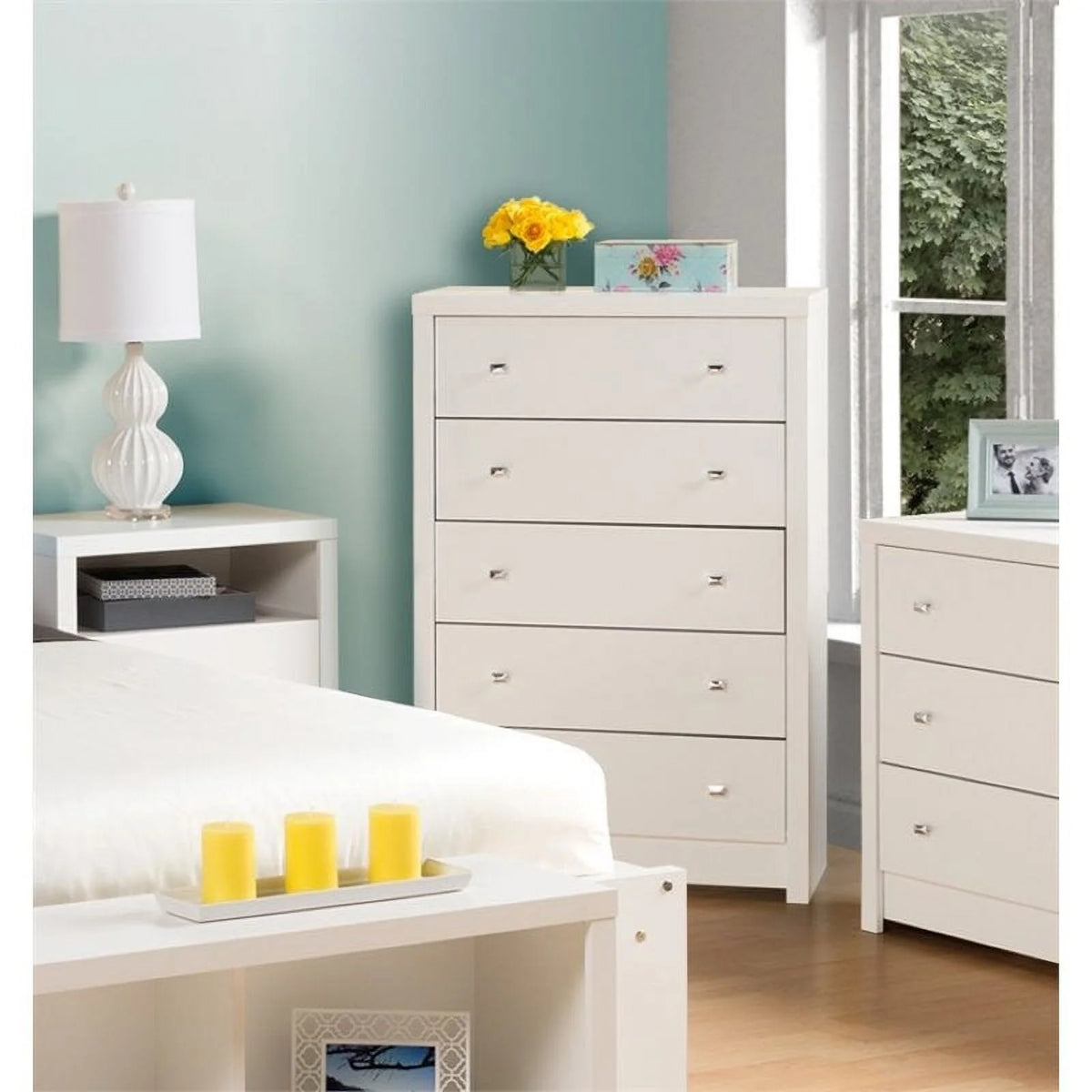 46" Tall 5-Drawer White Laminate Chest V834290