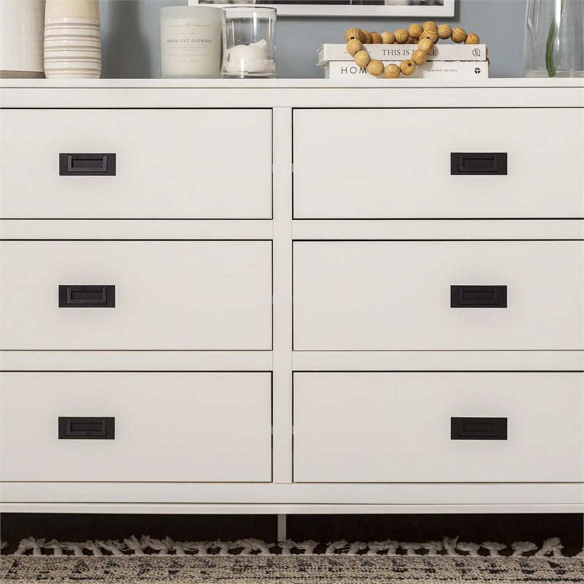 White 6-Drawer Solid Wood Dresser F488445