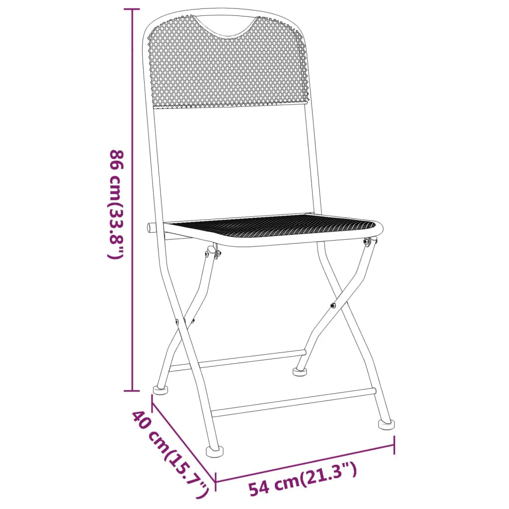 Folding Patio Chairs 4 pcs Metal Mesh Anthracite I315187