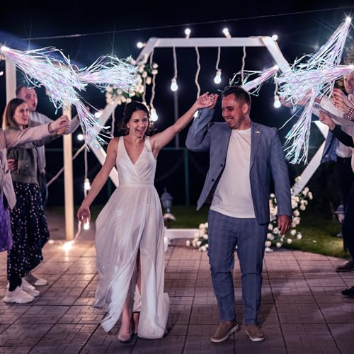 24 Pcs Lighted Wedding Wands White Tinsel L206