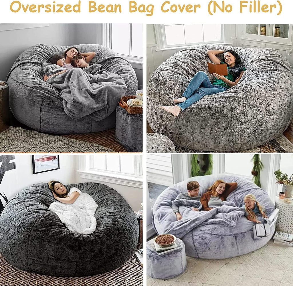 5FT Ultra Soft Bean Bag Chair Cover Light Grey T3212