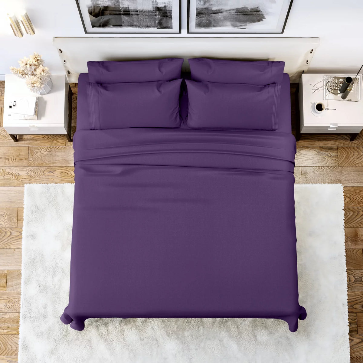Double-Brushed Microfiber Deep Pocket Full Bed Sheets Set T948