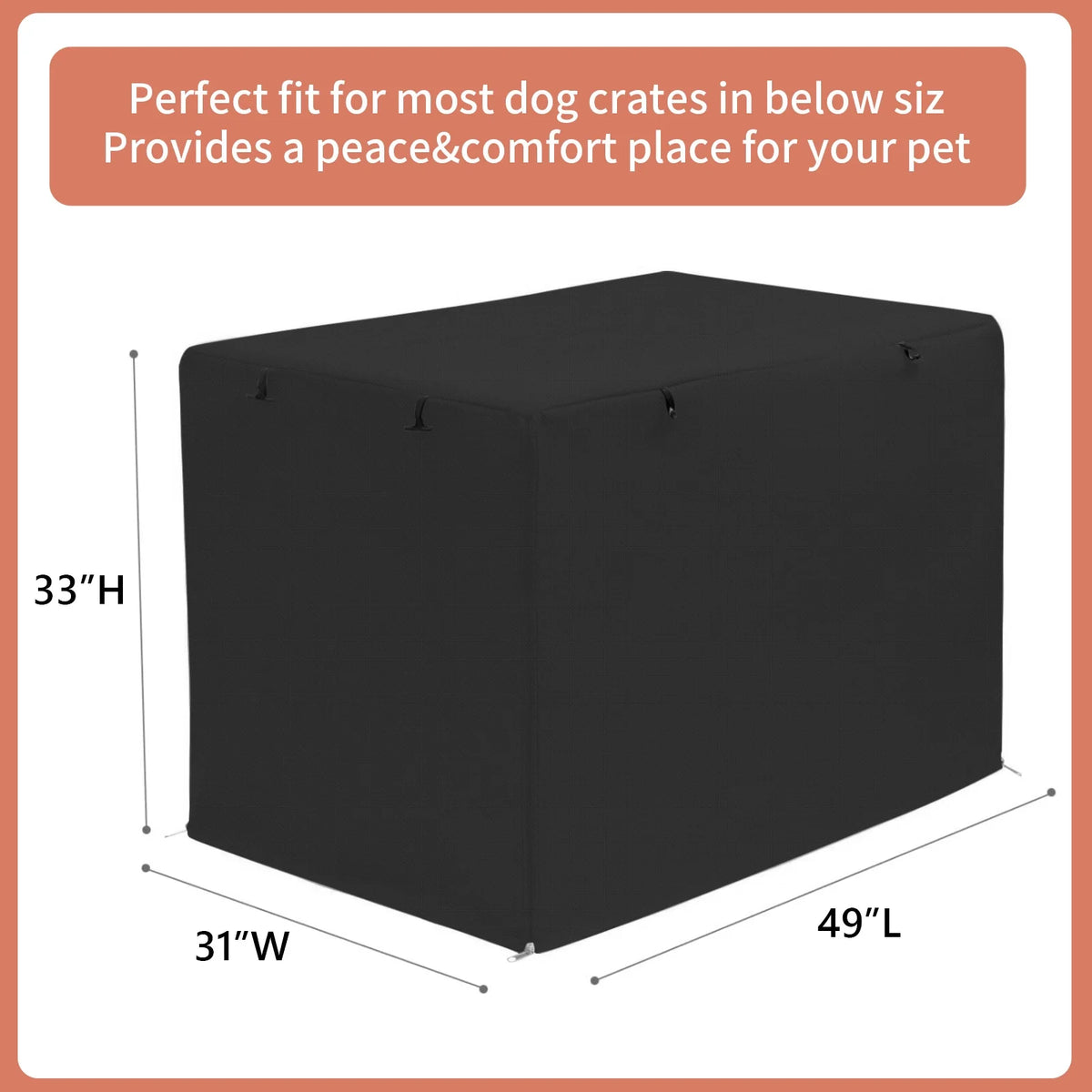Black Waterproof Dog Crate Cover with Felt Mat Q892056