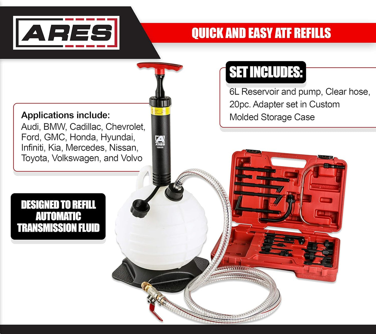 ATF Refill Kit with 6L Manual Pump and 20-Piece Adapter Set L914