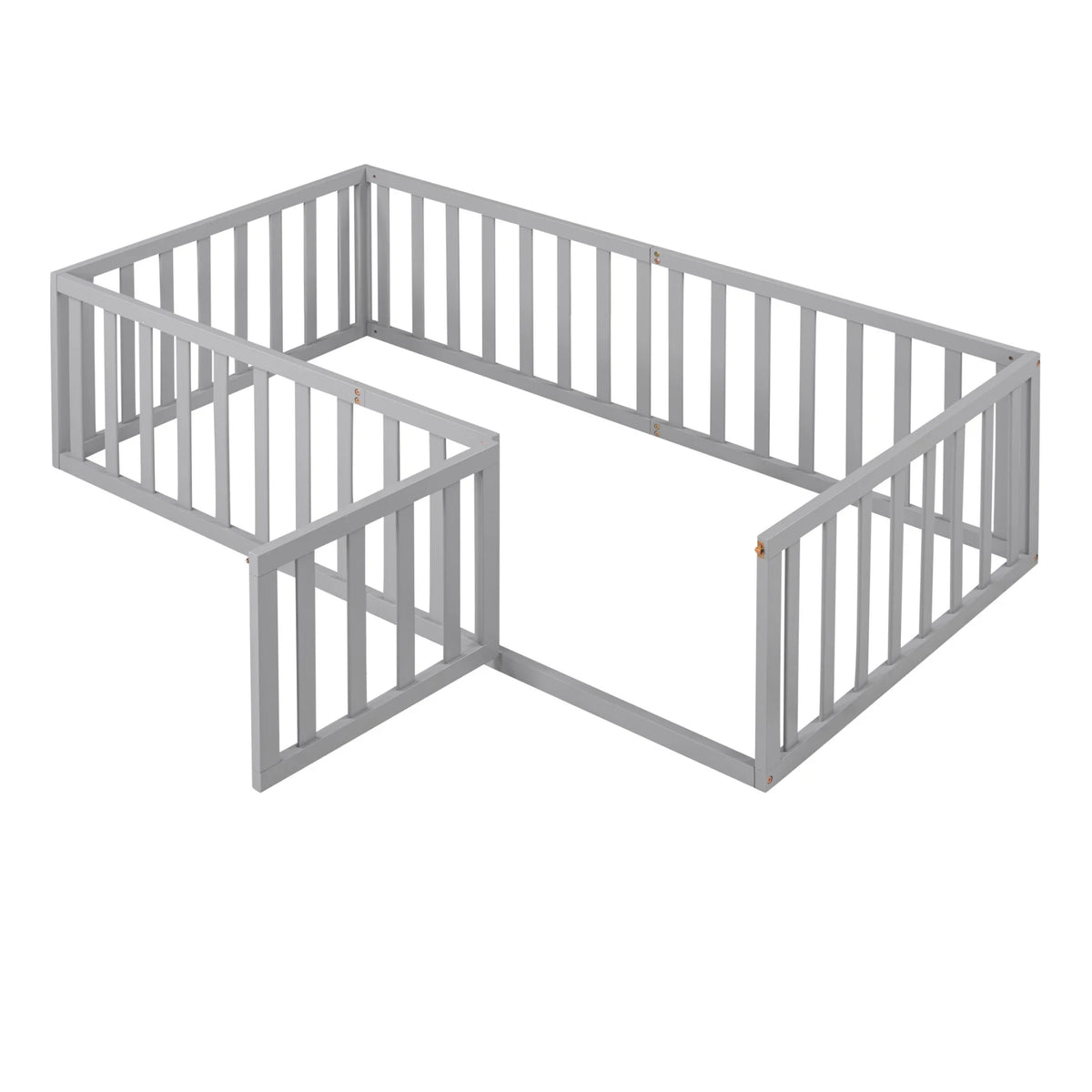 Twin Size Wood Floor Bed with Rails and Door S537