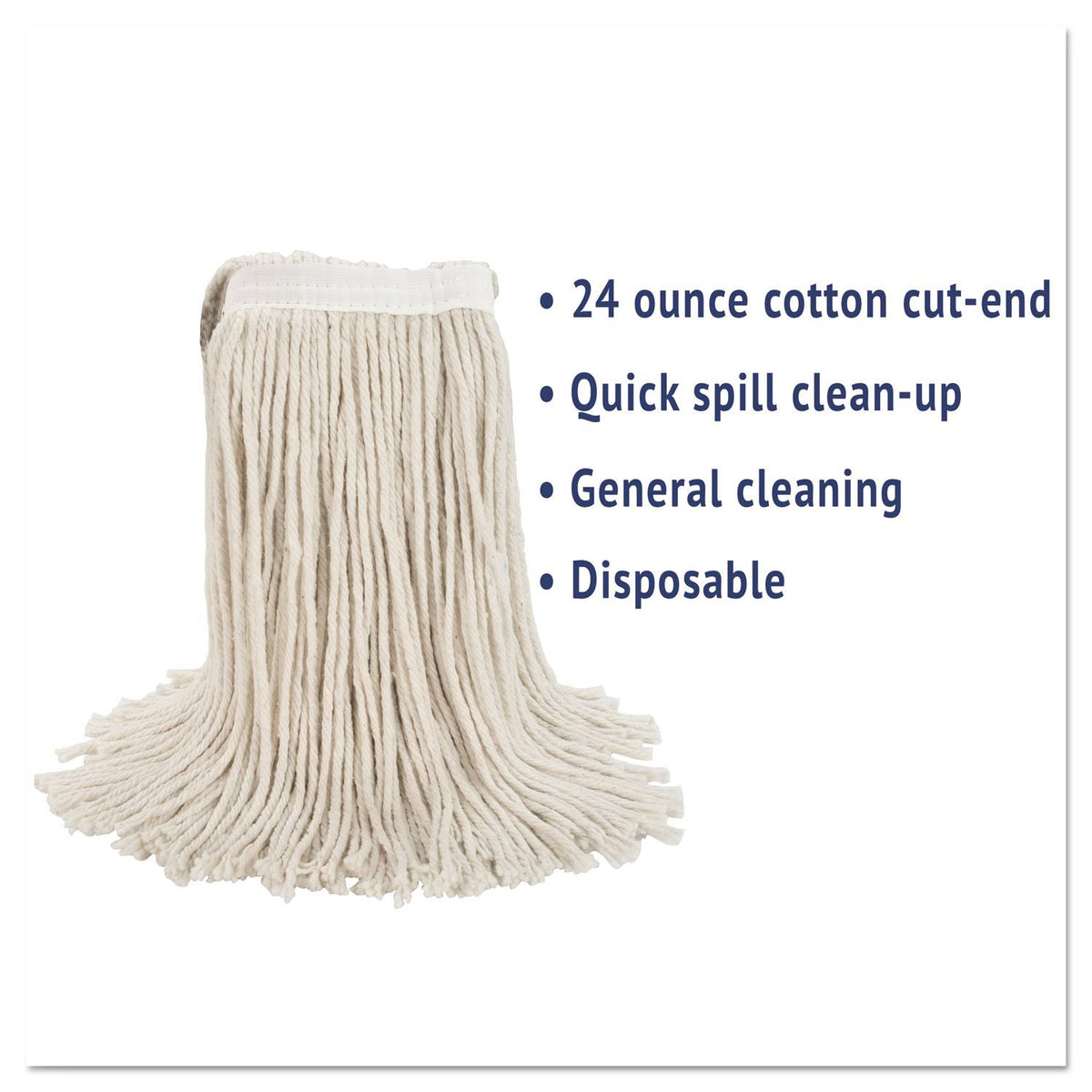 White Cotton Cut-End Wet Mop Heads 24oz 12/Carton T302