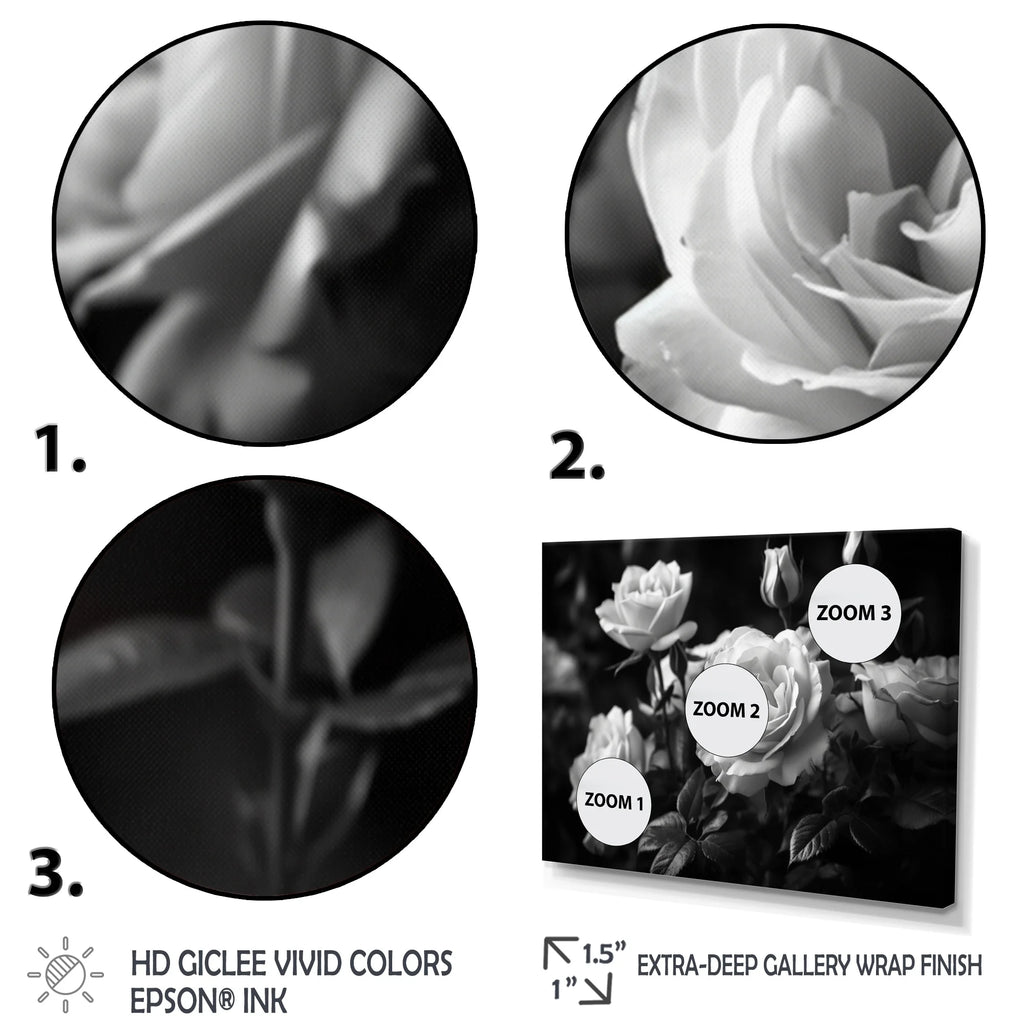 Grey Rose Framed Canvas Art Print 32 in. wide x 24 in. high F59806