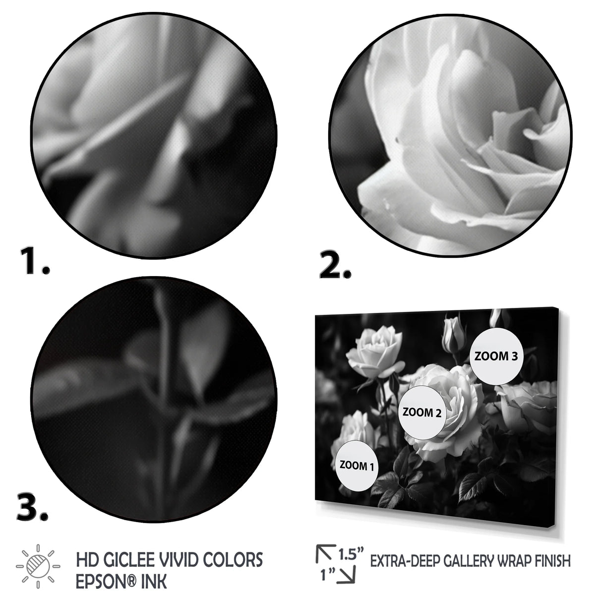 Grey Rose Framed Canvas Art Print 32 in. wide x 24 in. high F59806