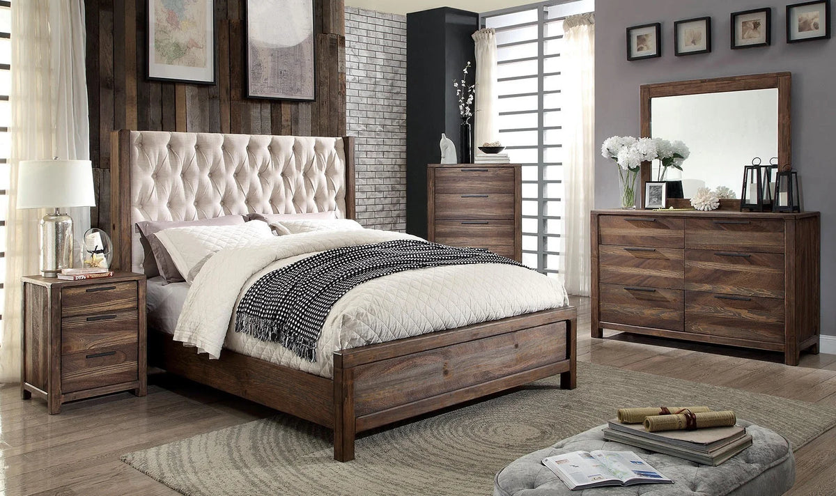 Natural Tone 5pc Eastern King Size Solid Wood Bedroom Furniture F257673