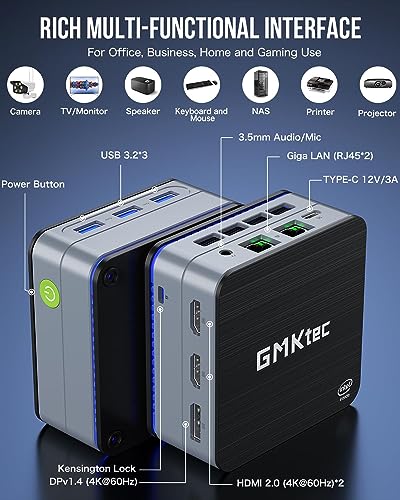 Mini PC Intel N100 Windows 11 Pro 12GB DDR5 256GB SSD Dual LAN WiFi6 BT5.2 G648564