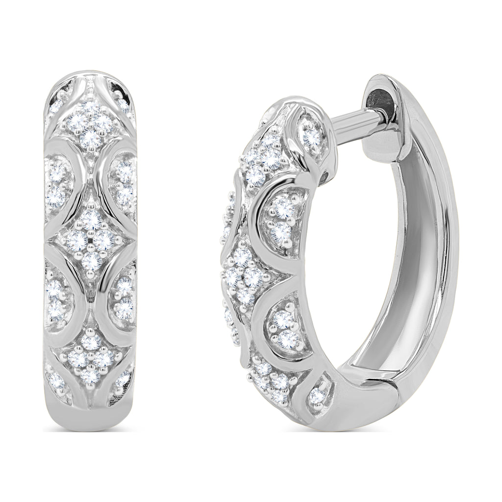 18K White Gold Plated Hoop Earrings W66592