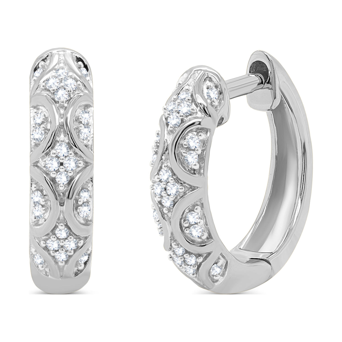 18K White Gold Plated Hoop Earrings W66592