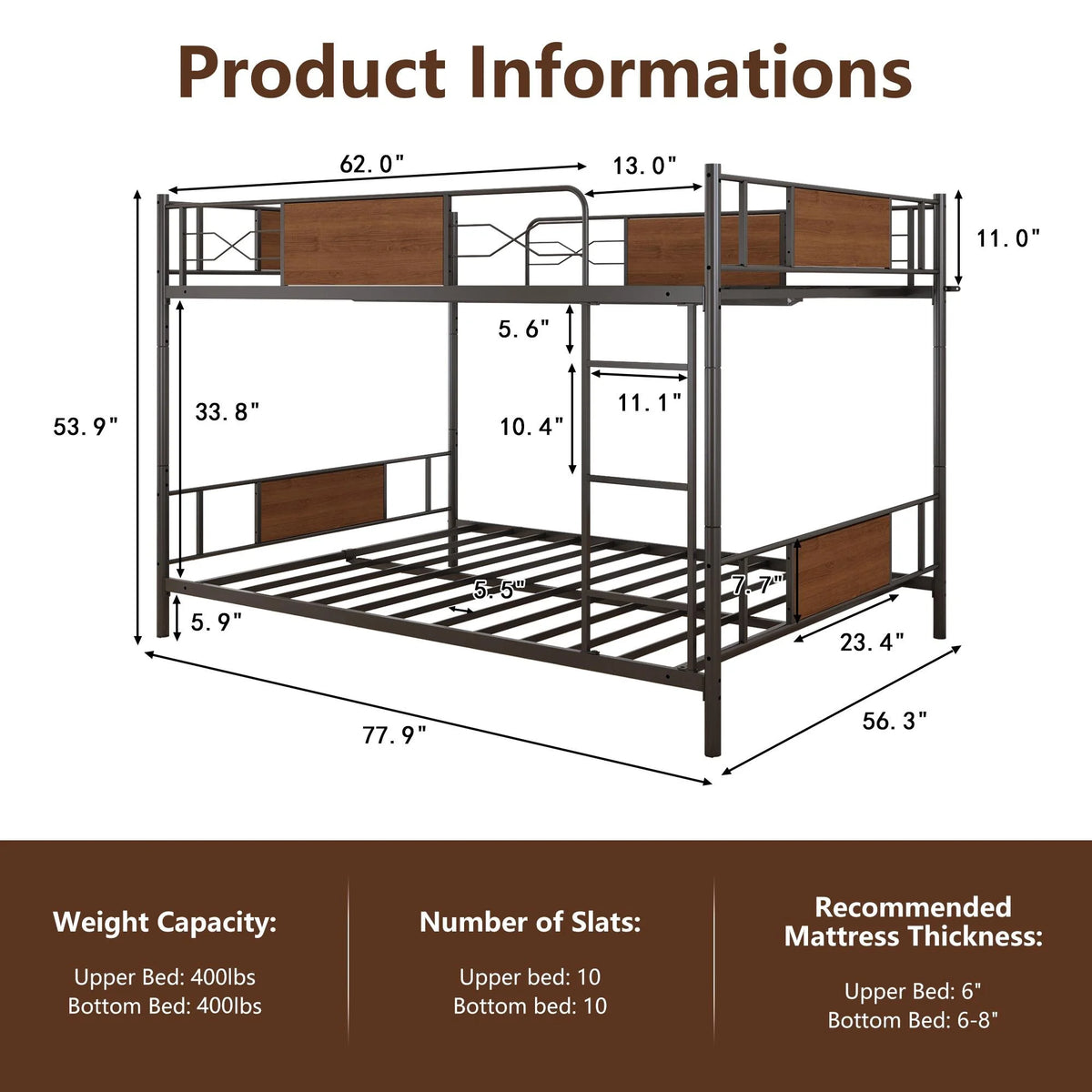 Full over Full Metal Bunk Beds A987389