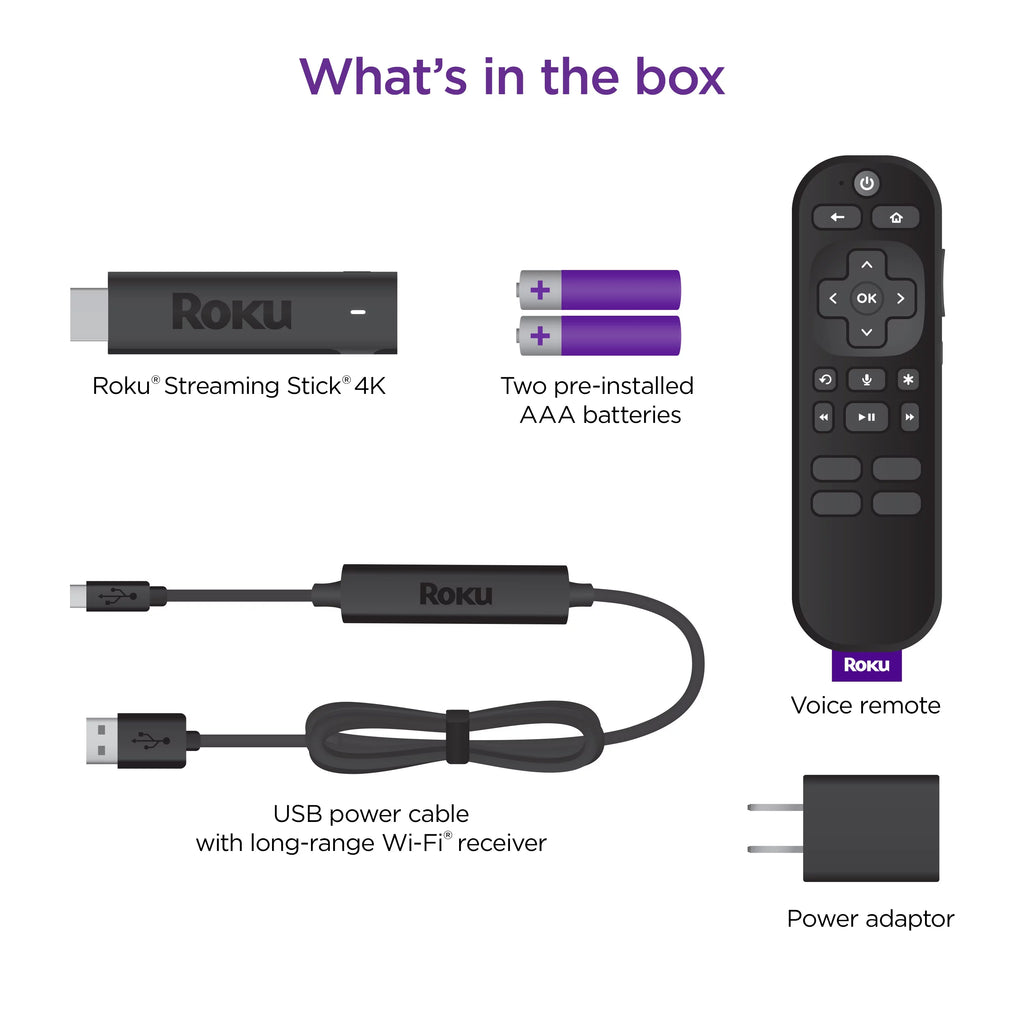 Roku Streaming Stick 4K Streaming Device with Voice Remote T69224