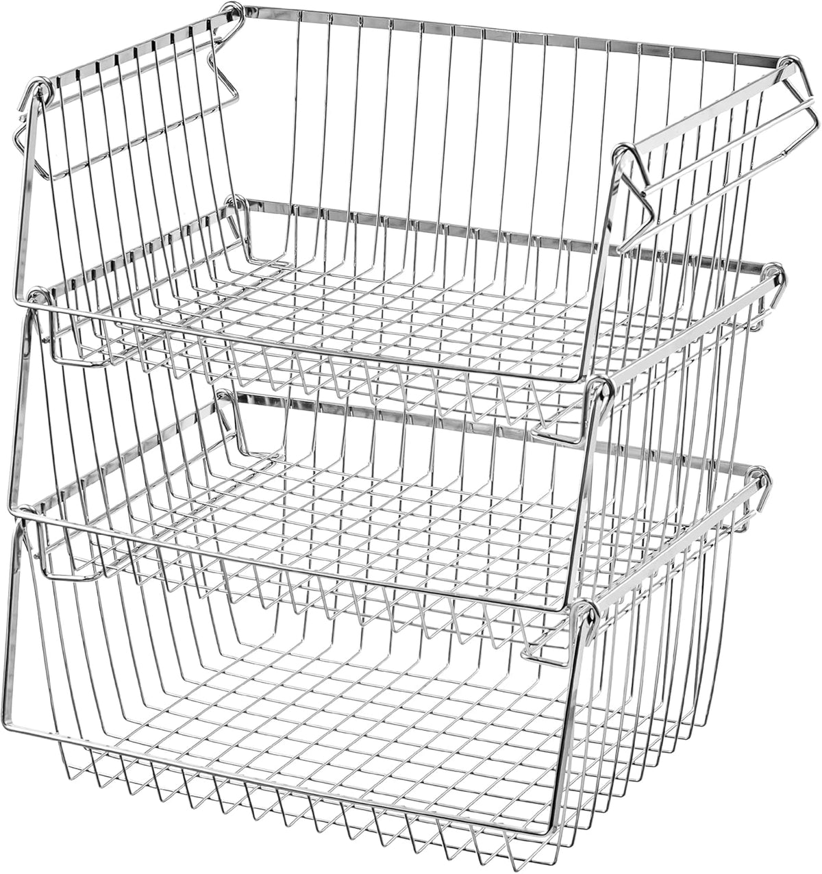 14 Stackable Wire Baskets with Handles, Set of 2 D259
