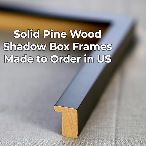 Charcoal Black Solid Wood Shadow Box Picture Frame with UV Acrylic W30361