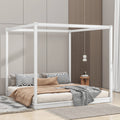 White Pine Wood Queen Size Canopy Platform Bed A325920