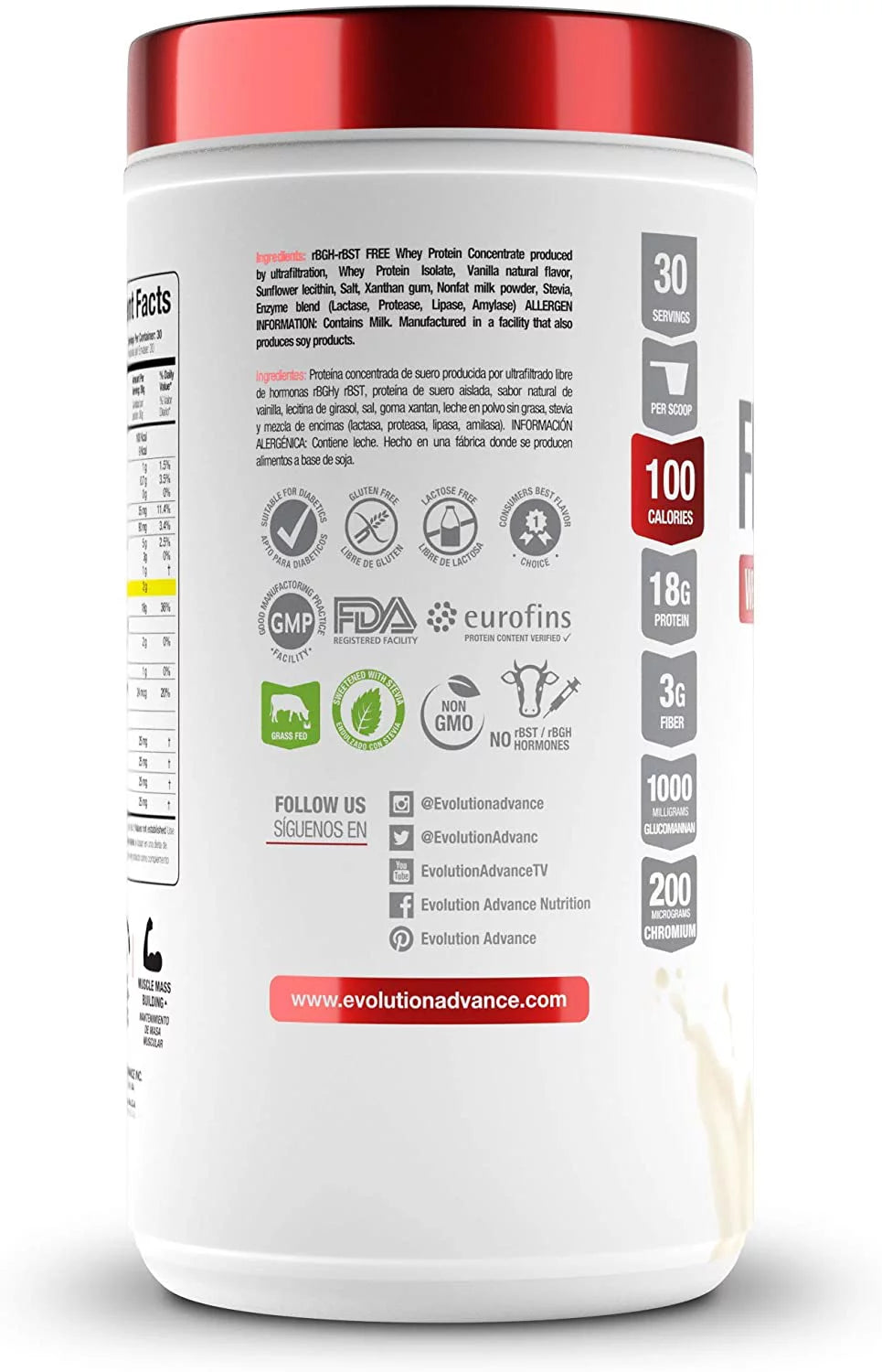 Whey Protein Powder 2 Pounds Vanilla S1574