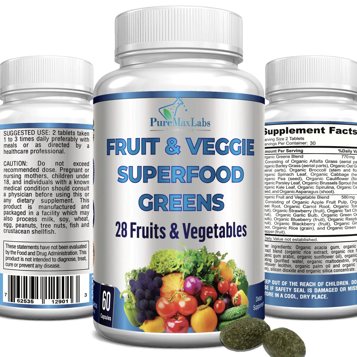 Superfood Greens 28 Fruits and Vegetables 60 Tablets V345996