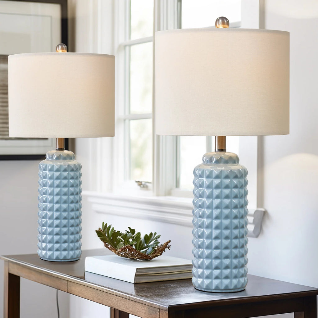 Light Blue 24.5" Ceramic Table Lamp Set of 2 Z18752