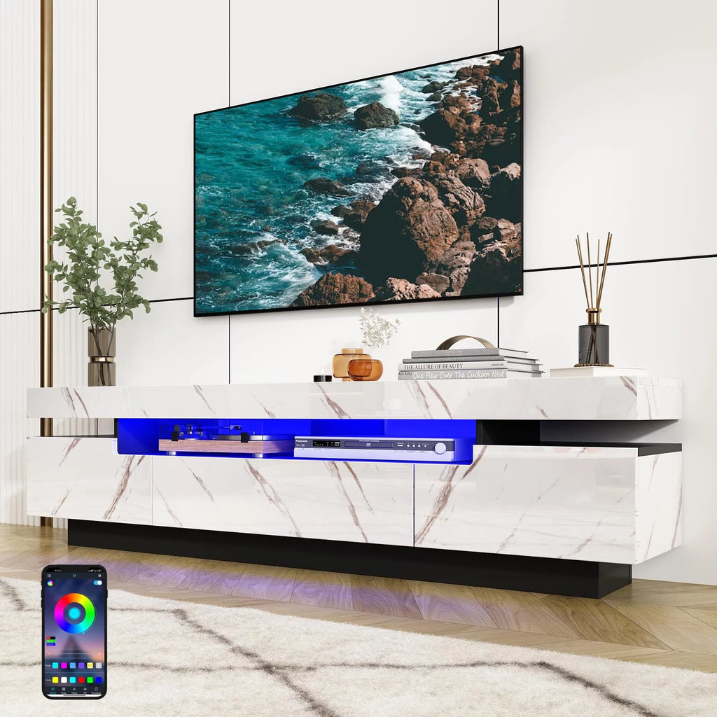 White High Gloss LED TV Stand with Storage B863955