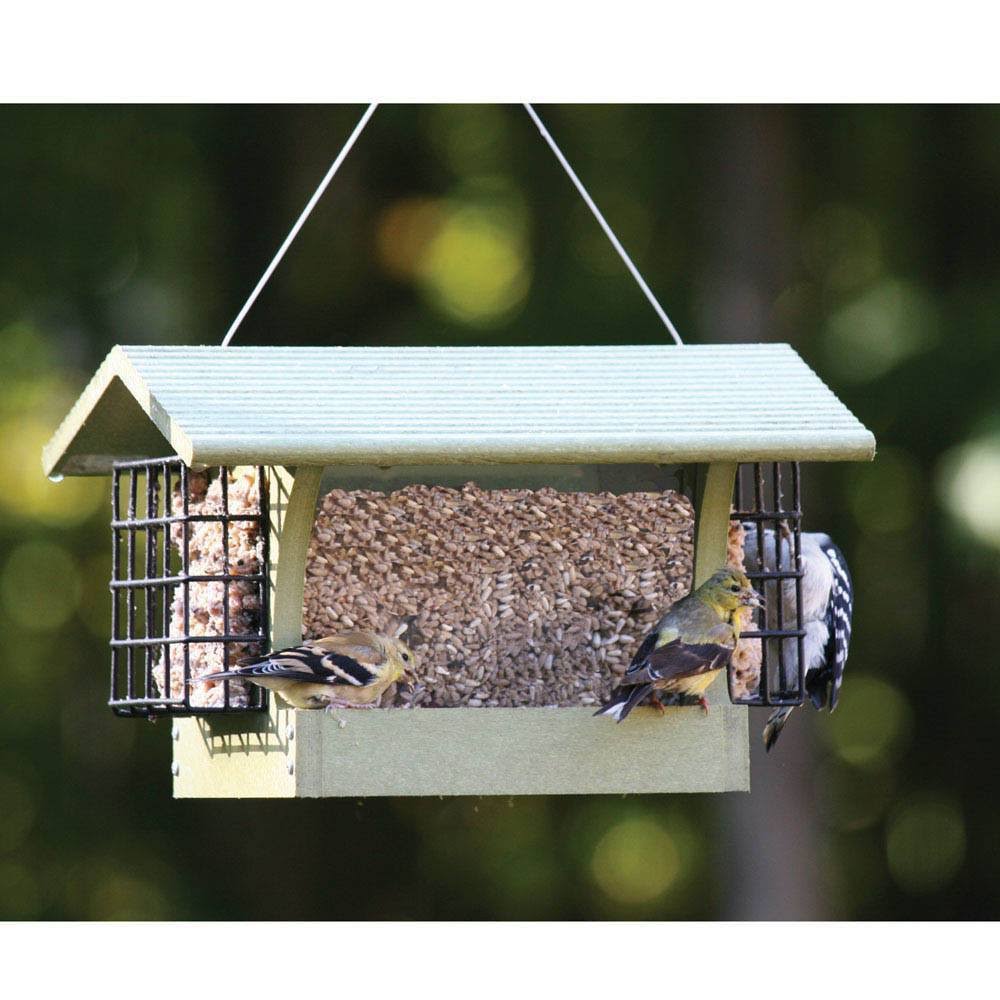 Recycled Medium Hopper Bird Feeder with Suet Cages U581