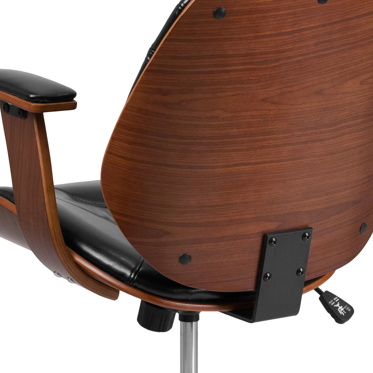 Black LeatherSoft Mid-Back Ergonomic Swivel Office Chair with Arms Z3726