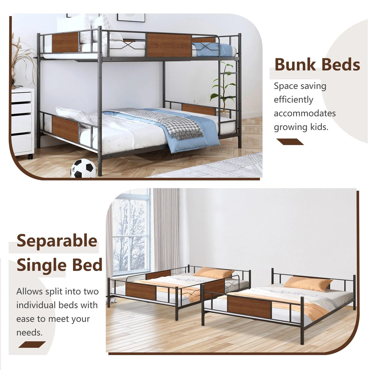 Full over Full Metal Bunk Beds A987389