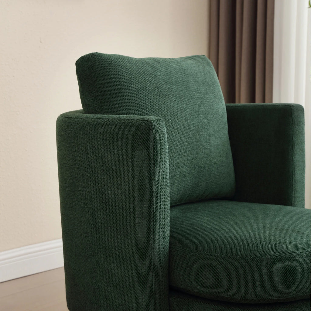 Green Polyester Blend Accent Chair with Ottoman and Throw Pillow I5633