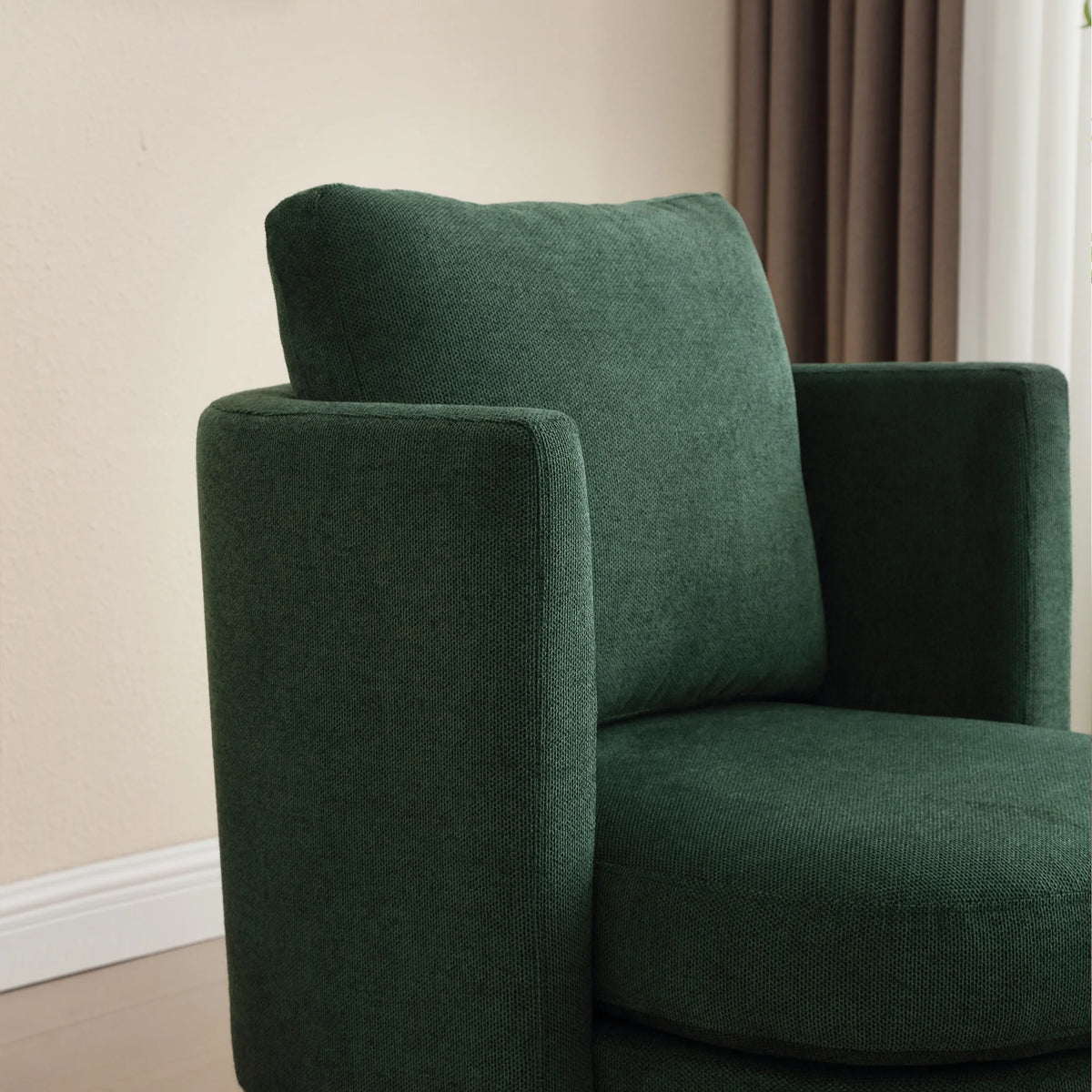 Green Polyester Blend Accent Chair with Ottoman and Throw Pillow I5633