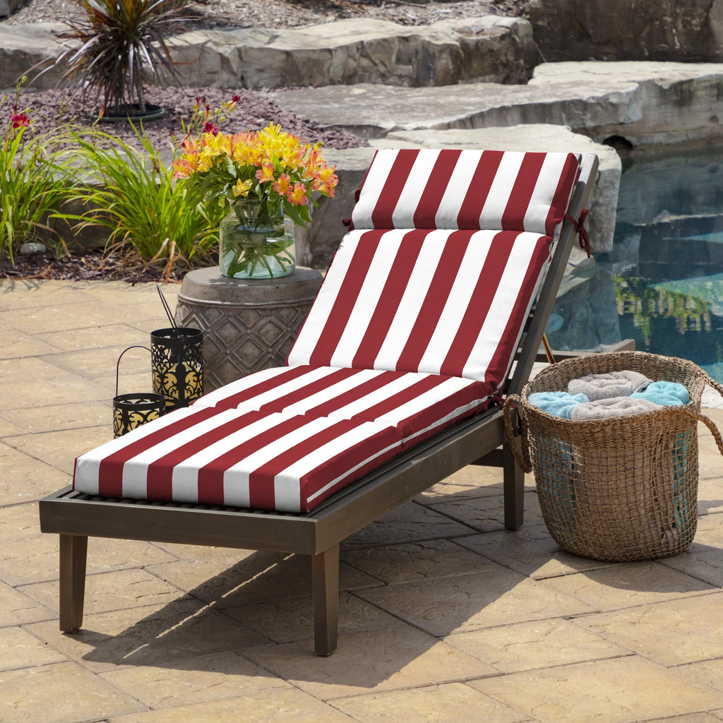 Black Cabana Stripe Outdoor Chaise Lounge Cushion F318411