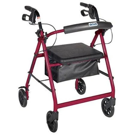 Red 6 Wheels Rollator with Padded Seat V863992