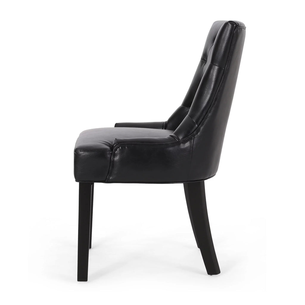 Faux Leather Dining Chairs, Set of 2, Midnight Black T1248