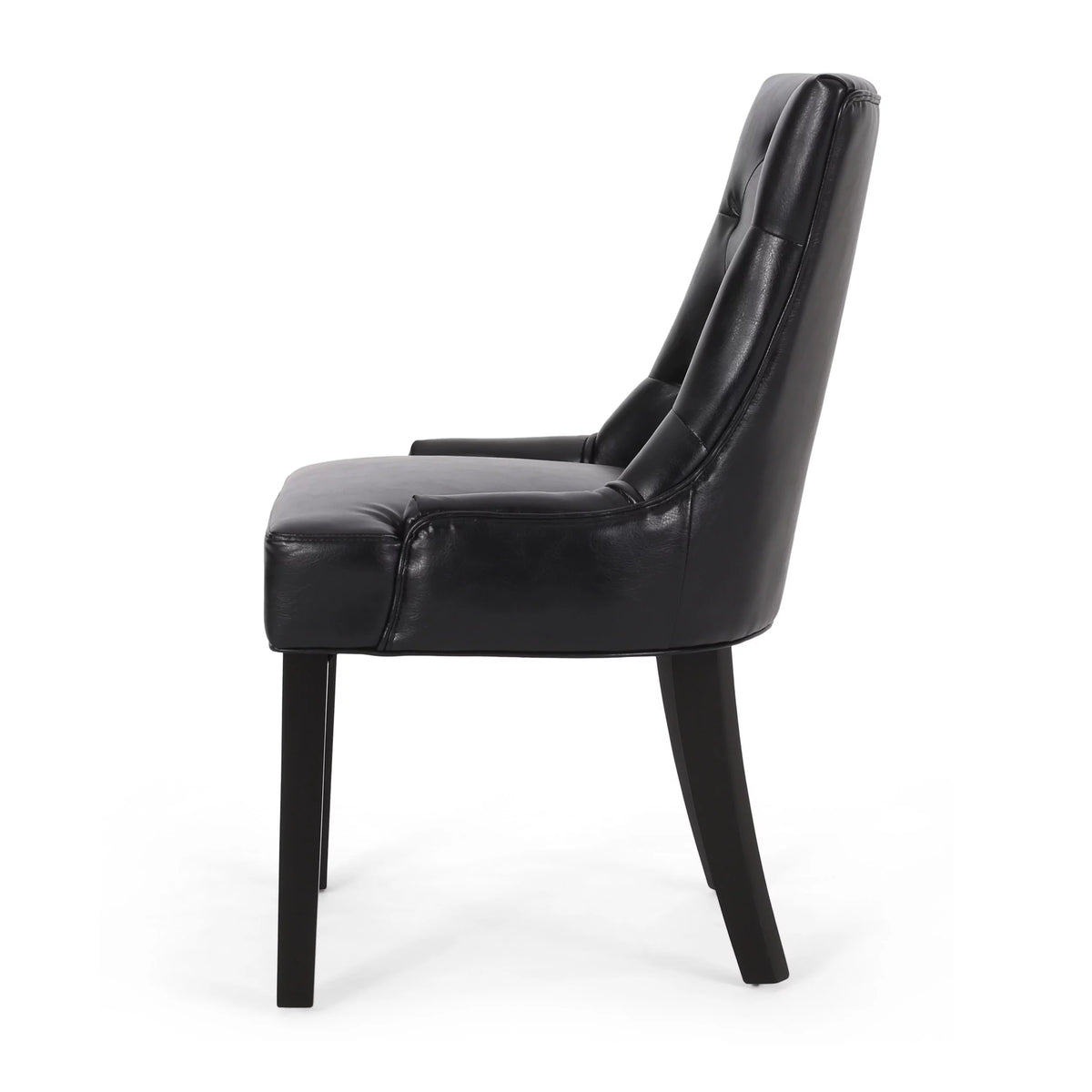 Faux Leather Dining Chairs, Set of 2, Midnight Black T1248