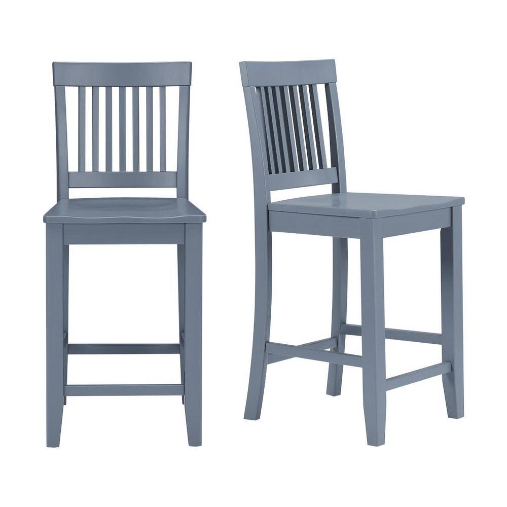 Steel Blue Wood Counter Stool Set of 2 T980
