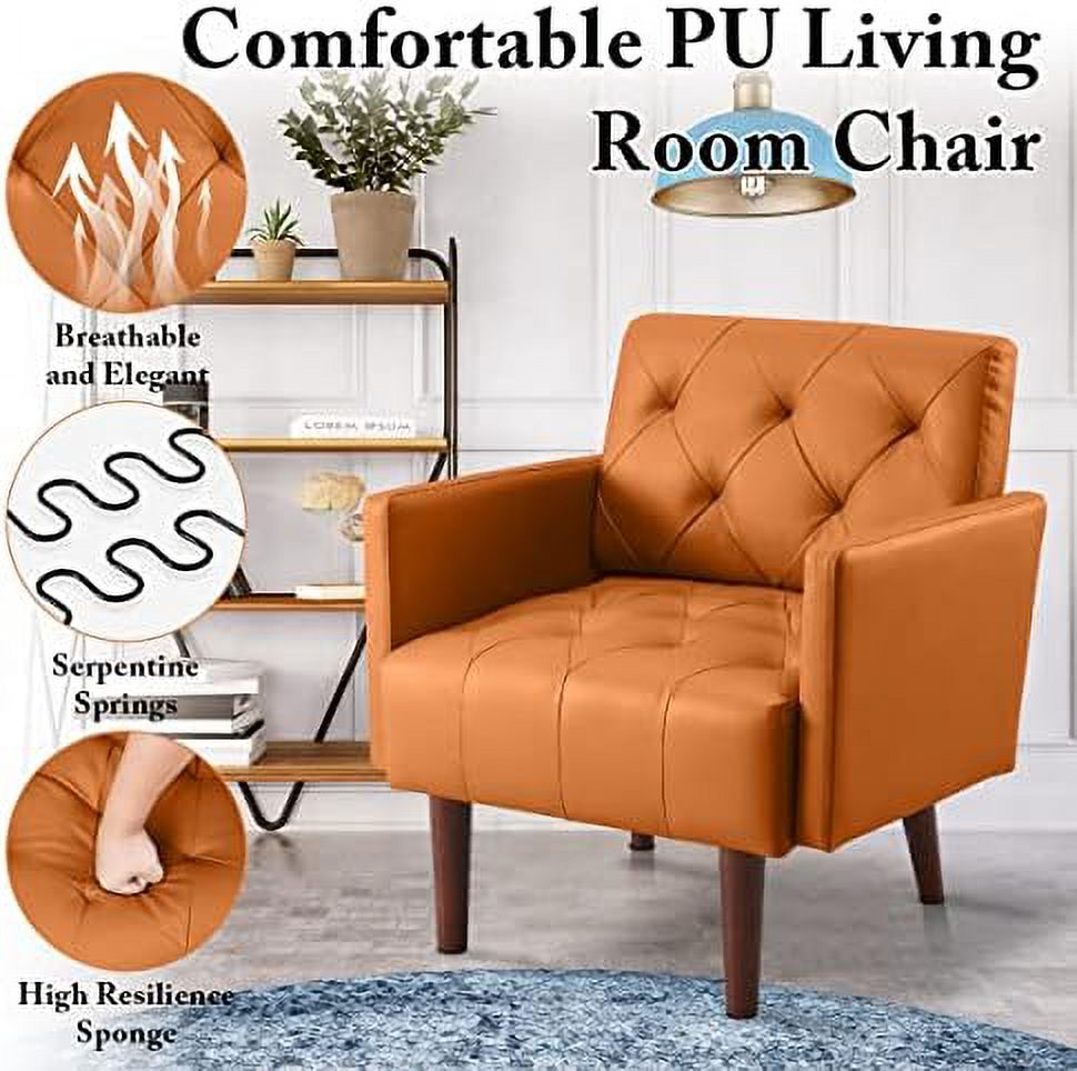 Faux Leather Tufted Accent Chair V407