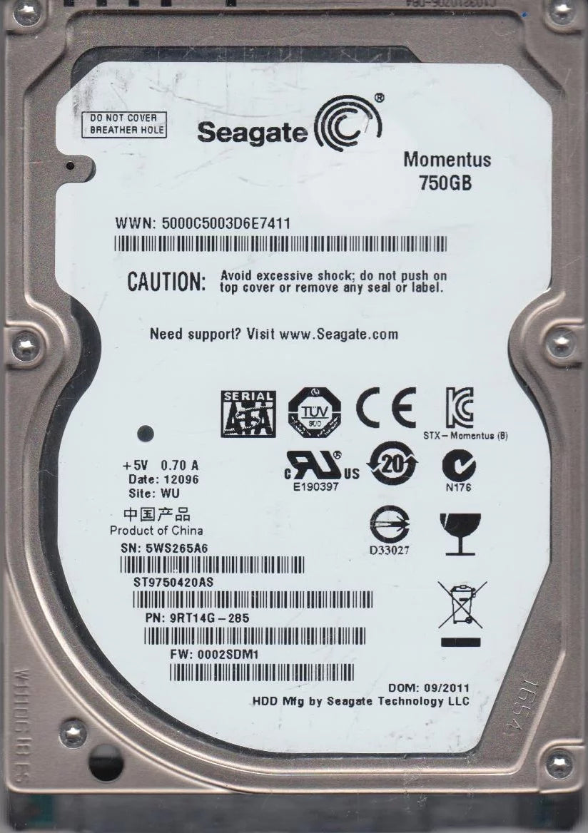 750GB SATA 2.5 Hard Drive T7685